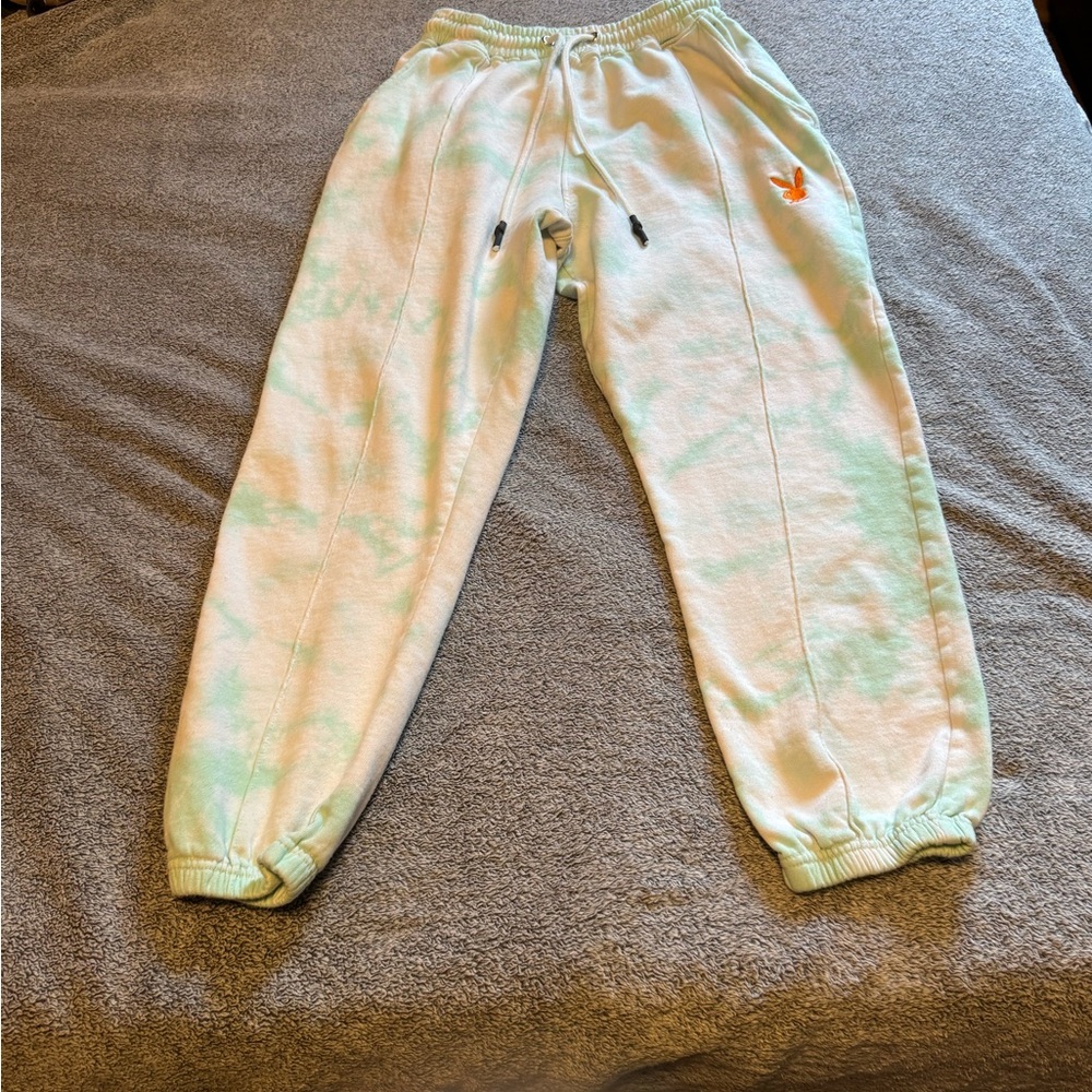 PLAYBOY Misguided Mint Tye Dye Sweats